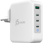 Зарядний пристрій J5CREATE 130W GaN USB-C 4-Port Charger White (JUP43130E-EN)