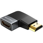 Адаптер CABLETIME HDMI v2.1 Male to Female 8K 60Hz, Right-angled Black/Gray (CP44G)