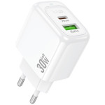 Зарядний пристрій HOCO CS55A Surplus 1xUSB-A, 1xUSB-C, PD30W, QC3.0 White (6942007631549)