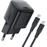 Зарядний пристрій ACEFAST A118 Fast Charge Wall Charger GaN PD30W (1xUSB-C) Black w/Type-C cable
