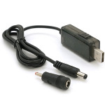 Кабель питания USB to DC VOLTRONIC 5.5x2.5mm 12V/9V + переходник 5.5*2.5mm(F) to 3.5*2.0mm(M) 1м Black (KPFR/5-12/9)