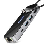 Порт-реплікатор AXAGON 6-in-1 SuperSpeed USB-C 5Gbps Glass Hub