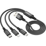 Кабель HOCO X76 3-in-1 Super USB to Lightning+Micro+Type-C 2A 1м Black