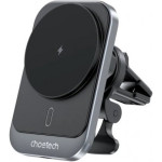 Автотримач з бездротовою зарядкою CHOETECH T206-F Magnetic Wireless Car Charger 15W Black (T206-F-ACBK)