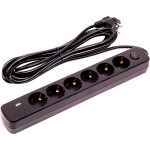Мережевий фільтр POWERPLANT YS-N6086/5c Black, 6 розеток, 2xUSB-C, 1xUSB, 5м (EX610679)
