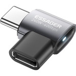 Адаптер OTG ESSAGER USB 4.0 Type-C Female to Male 7-Shaped 240W Gray (EOTG7-YH0G-P)
