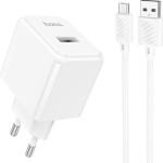 Зарядний пристрій HOCO CS11A Ocean 1xUSB-A, 2.1A White w/Micro-USB cable (6942007603591)