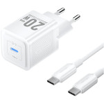 Зарядний пристрій VENTION 1xUSB-C GaN Wall Charger 20W White w/Type-C cable (TZ-FEPW0-EU-01)