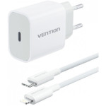Зарядний пристрій VENTION 1xUSB-C Wall Charger 20W White w/Type-C to Lightning cable (G17W0-EU)