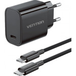 Зарядний пристрій VENTION 1xUSB-C Wall Charger 30W Black w/Type-C cable (G18B0-EU)