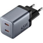 Зарядний пристрій VENTION 2xUSB-C GaN Charger 45W Gray (FCDH0-EU)