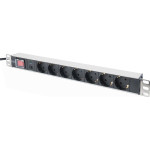 Блок розеток DIGITUS 19" Aluminum Outlet Strip with Overload Protection, 1U, 7xSchuko, 16А, з вимикачем, 2м (DN-95403)