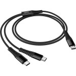 Кабель HOCO X123 Victory 2-in-1 Type-C to Type-C/Type-C 1м Black