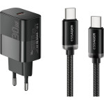 Зарядний пристрій ESSAGER GaN PD30W Travel Charger Black w/Type-C cable (E30JSB1-SYTT1-T)