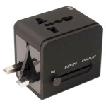 Універсальний дорожній перехідник POWERPLANT Universal travel adapter with USB Black (DV00DV5067)