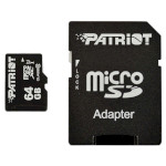 Карта памяти PATRIOT microSDXC LX 64GB UHS-I Class 10 + SD-adapter (PSF64GMCSDXC10)