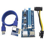 Райзер DYNAMODE PCI-E x1 to 16x 60cm USB 3.0 Blue Cable SATA to 6-pin Power v.006C