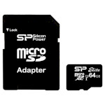 Карта памяти SILICON POWER microSDXC Elite 64GB UHS-I Class 10 + SD-adapter (SP064GBSTXBU1V10SP)