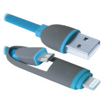 Кабель DEFENDER 10-03BP USB2.0 AM/Apple Lightning/Micro-BM Blue 1м (87487)