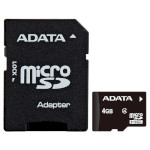 Карта памяти ADATA microSDHC 4GB Class 4 + SD-adapter (AUSDH4GCL4-RA1)
