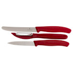 Набір кухонних ножів VICTORINOX Swiss Classic Paring Knife Set with Peeler Red 3пр (6.7111.31)