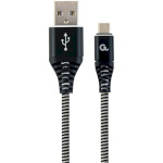 Кабель CABLEXPERT Premium Cotton Braided Micro-USB 1м Black/White (CC-USB2B-AMMBM-1M-BW)