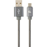 Кабель CABLEXPERT Premium Spiral Metal Micro-USB Gray 1м (CC-USB2S-AMMBM-1M-BG)