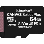 Карта пам'яті KINGSTON microSDXC Canvas Select Plus 64GB UHS-I V10 A1 Class 10 (SDCS2/64GBSP)