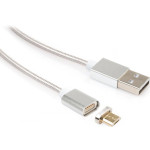 Кабель VINGA USB 2.0 AM to Micro-BM Magnetic Silver 1м (VCPDCMMAG1S)