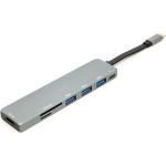 Порт-репликатор POWERPLANT USB-C to 1xHDMI, 3xUSB3.0, SD/TF, PD (CA912094)
