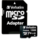 Карта памяти VERBATIM microSDXC Premium 128GB UHS-I V10 Class 10 + SD-adapter (44085)