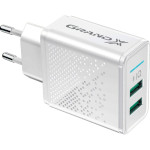 Зарядний пристрій GRAND-X CH-60 2xUSB-A, 3.1A White (CH-60W)