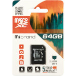 Карта памяти MIBRAND microSDXC 64GB UHS-I Class 10 + SD-adapter (MICDXU1/64GB-A)