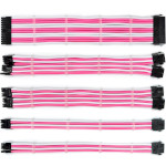 Комплект кабелів для блоку живлення QUBE ATX 24-pin/EPS 8-pin/PCIe 6+2-pin White/Pink (QBWSET24P2X8P2X8PWP)