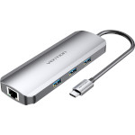 Порт-реплікатор VENTION 9-in-1 USB-C to HDMI/USB3.0x3/RJ45/SD/TF/TRRS 3.5mm/PD (TOLHB)
