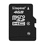 Карта памяти KINGSTON microSDHC 4GB Class 4 (SDC4/4GBSP)