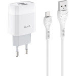 Зарядний пристрій HOCO C73A Glorious 2xUSB, 2.4A White w/Micro-USB cable (6931474713063)