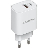 Зарядное устройство CANYON H-20-04 1xUSB-C, 1xUSB-A, PD3.0 20W, QC3.0 18W White (CNE-CHA20W04)