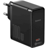 Зарядное устройство BASEUS GaN2 Fast Charger 1C 100W EU set Black w/Type-C to Type-C cable (TZCCGAN-L01)