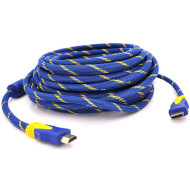 Кабель MERLION HDMI v1.4 15м Blue/Yellow