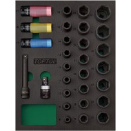 Набор ударных торцевых головок TOPTUL Dr. Flank Impact Socket Set 1/2" 27шт 29пр (GVB2906)