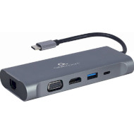 Порт-репликатор CABLEXPERT 7-in-1 USB-C to HDMI/VGA/USB3.0/PD/LAN/AUX/CR (A-CM-COMBO7-01)