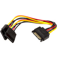 Кабель-разветвитель питания POWERPLANT SATA 15pin M to 2xSATA 15pin F 15см (CA913169)