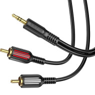 Кабель BOROFONE BL11 mini-jack 3.5 mm (M) - 2RCA (M) 1.5м Black