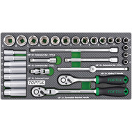 Набор торцевых головок с трещоткой TOPTUL Dr. Socket Set 3/8" 23шт 30пр (GEA3005)