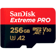 Карта памяти SANDISK microSDXC Extreme Pro 256GB UHS-I U3 V30 A2 Class 10 + SD-adapter (SDSQXCD-256G-GN6MA)