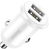 Автомобильное зарядное устройство BASEUS Grain Pro Car Charger Dual USB 4.8A White (CCALLP-02)