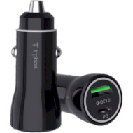 Автомобильное зарядное устройство T-PHOX Rapid T-C08 Car Charger PD 20W, QC3.0 18W Black (T-C08 BLACK)