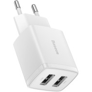 Зарядное устройство BASEUS Compact Charger 2U 10.5W EU White (CCXJ010202)