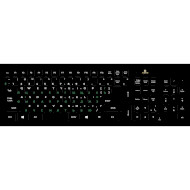 Наклейки на клавиатуру XOKO чёрные с зелёными и белыми буквами, EN/UA/RU, 109keys (XK-KB-STCK-BG)